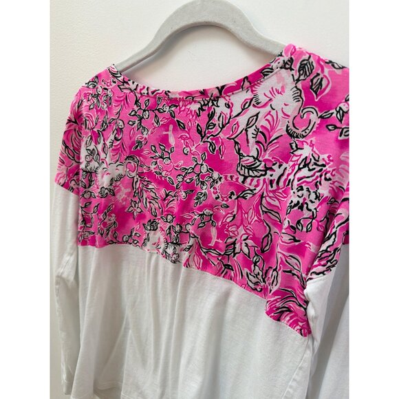 Lilly Pulitzer Girls Plumeria Pink Purrposefully Pink Breast Cancer Long Sleeve - Picture 2 of 4
